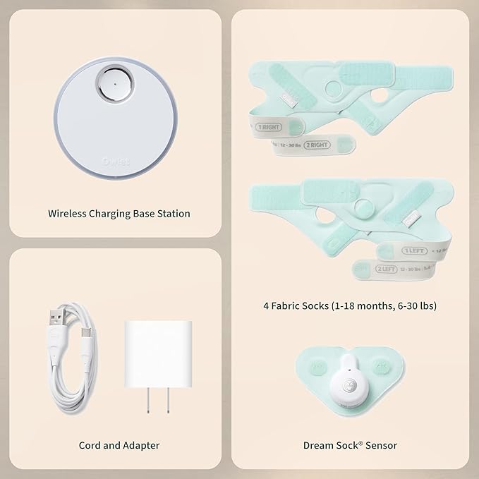Owlet Dream Sock - FDA-Cleared Smart Baby Monitor - Track Live Pulse (Heart) Rate, Oxygen in Infants - Receive Notifications - Dusty Rose