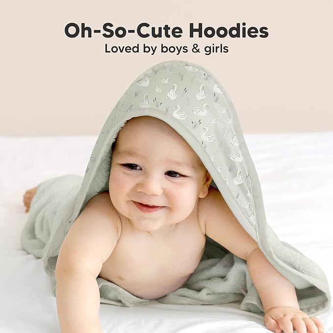 KeaBabies Hooded Baby Towel for Newborn - Viscose Derived from Bamboo Large Baby Bath Towels with Hood for Boys, Girls, Toddler, Extra Absorbent & Soft Newborn Bath Essentials (Wildwood, Regular)