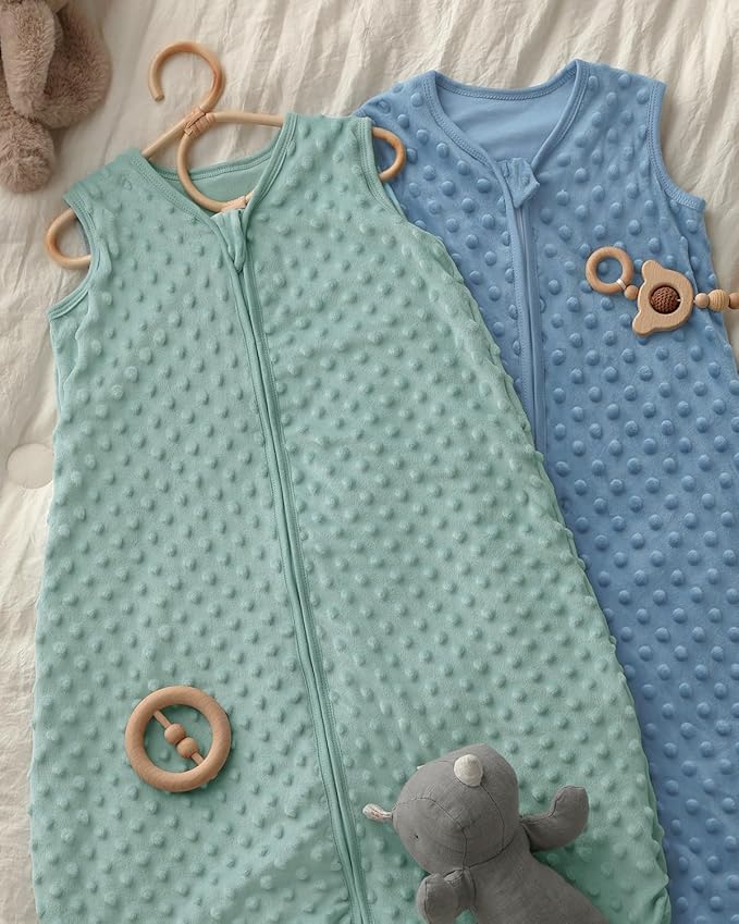Yoofoss Fleece Baby Sleep Sack 6-12 Months with Plush Dots, TOG 1.5 Baby Wearable Blanket with 2-Way Zipper, Cotton Toddler Sleep Sack Fleece