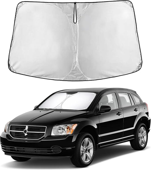 EcoNour Windshield Sunshade for Dodge Caliber 2007–2012 | Custom Fit Front Window Sun Shade | Blocks Harmful UV Rays & Reduces Heat | Foldable Sun Visor with Storage Pouch