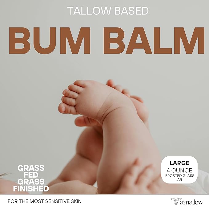 Amallow Baby Bum Balm – Organic Diaper Area Cream for Sensitive, Rash-Prone Skin – Petroleum & Fragrance-Free – Gentle Moisturizing Balm – 4 oz