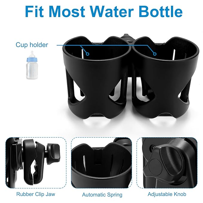 Accmor Universal Cup Holder, Stroller Cup Holder, 360° Rotatable Large Caliber Designed Bottle Holder for Stroller, Bike, Wheelchair, Walker, Scooter
