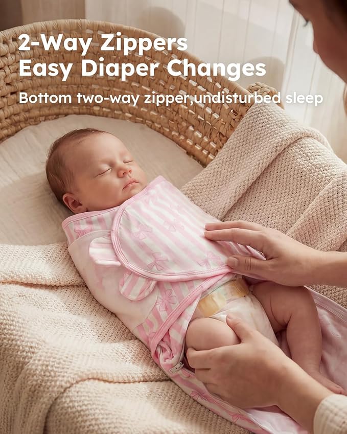 Yoofoss Baby Swaddles for Newborns 100% Organic Cotton, Adjustable Swaddle 0-3 Months 2 Zippers Newborn Swaddle Sack, Breathable Soft Durable