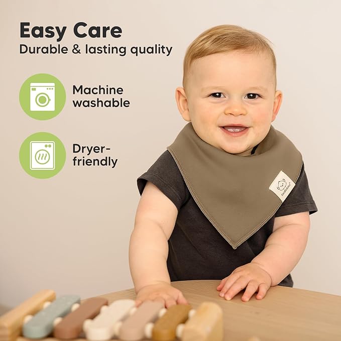 KeaBabies 8-Pack Organic Baby Bandana Bibs for Boys, Girls - Super Absorbent Triangle Baby Bibs for Drooling and Teething Infant, 100% Cotton Extra Soft for Newborn, Infant 0-36 Months (Terracotta)