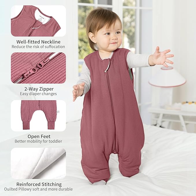 BubblePanda Rayon Made from Bamboo Toddler Sleep Sack with Feet 3t-4t 1.0 Tog Breathable Sleep Sack 36-48 Months Ultra Soft Baby Wearable Blanket with Legs Unisex Sleeping Bag with 2-Way Zipper