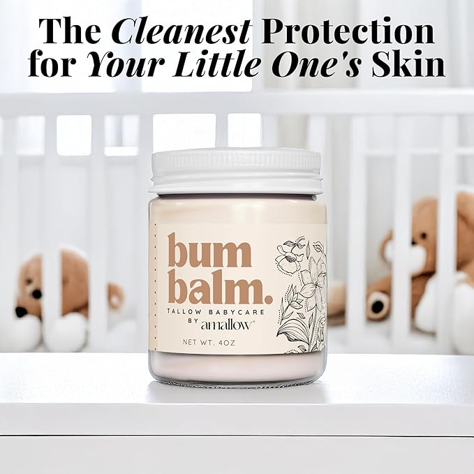 Amallow Baby Bum Balm – Organic Diaper Area Cream for Sensitive, Rash-Prone Skin – Petroleum & Fragrance-Free – Gentle Moisturizing Balm – 4 oz