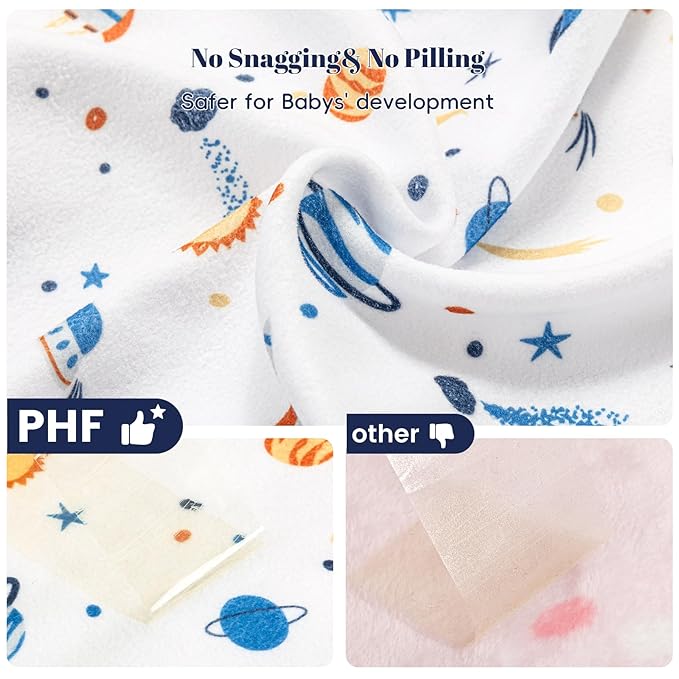 PHF Warm Micro-Fleece Baby Sleep Sack 0-6 Months, Soft Baby Wearable Blanket, 2-Way Zipper Sleeping Bags, 2 Pack Comfy Toddler Sleeping Sack for Boys, Small Size, Space