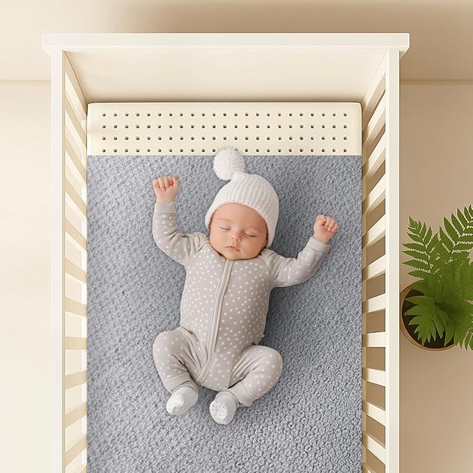 ORGANIC TEXTILES Organic Baby Mattress Topper with Heather Grey Removable Cover - GOLS/GOTS Certified - Breathable - 3" MiniCrib (38"x24")