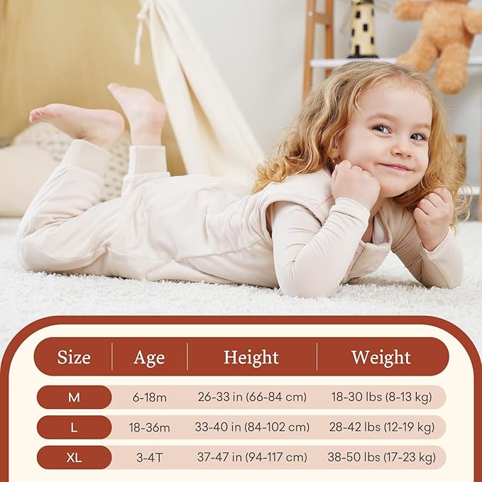 littogoose 1.0 TOG Toddler Sleep Sack with Legs, Baby Wearable Blanket for 6-18-36 Months 3T-4T, Early Walker Baby