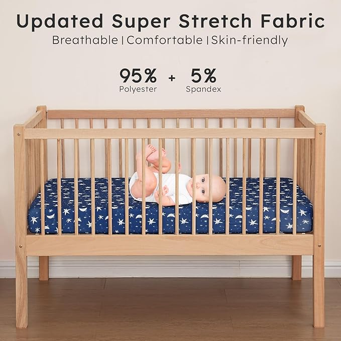 Baby Crib Sheets for Boys Girls Neutral, 2 Pack Crib Mattress Sheet for Standard Crib and Toddler Mattress, Super Soft Breathable Fitted Crib Sheet, 52" x 28"