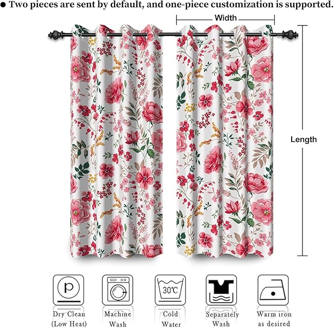 Renaiss Leaf Curtains Green Leaves Print Blackout Window Curtains for Bedroom Botanical Plants Grommet Top Room Darkening Window Drapes for Living Room 53W x 108L Inch Two Panel Set