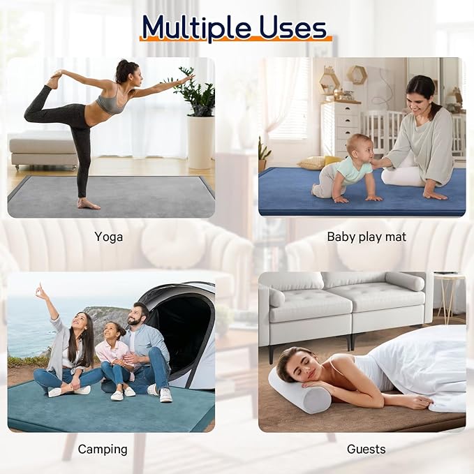 Baby Play Mat for Floor Tummy Time Mat Nursery Rug Muscle Mat Area Rug Playroom Rug Tatami Mat 59x79" Memory Foam 1.3" Thick Crawling Mat for Babies,Toddlers, Infants, Kids,Floor Mat(Beige)