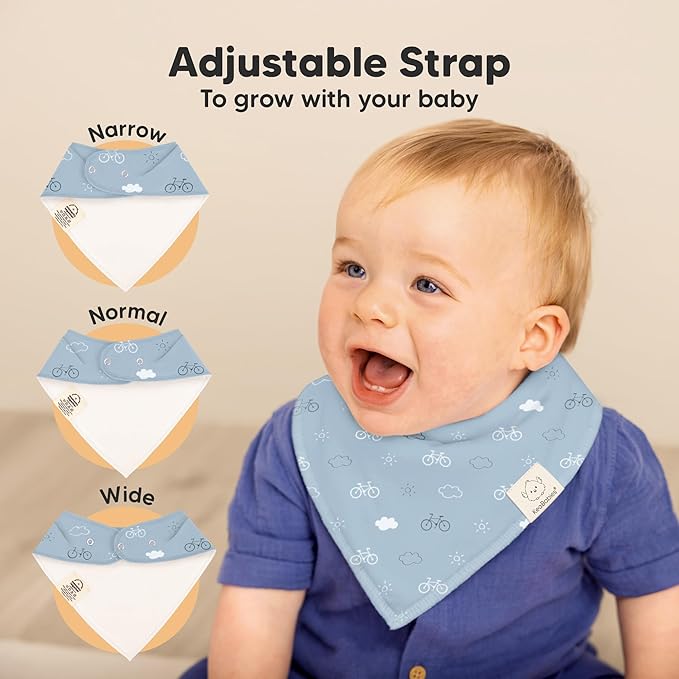 KeaBabies 8-Pack Organic Baby Bandana Bibs for Boys, Girls - Super Absorbent Triangle Baby Bibs for Drooling and Teething Infant, 100% Cotton Extra Soft for Newborn, Infant 0-36 Months (Vessels)
