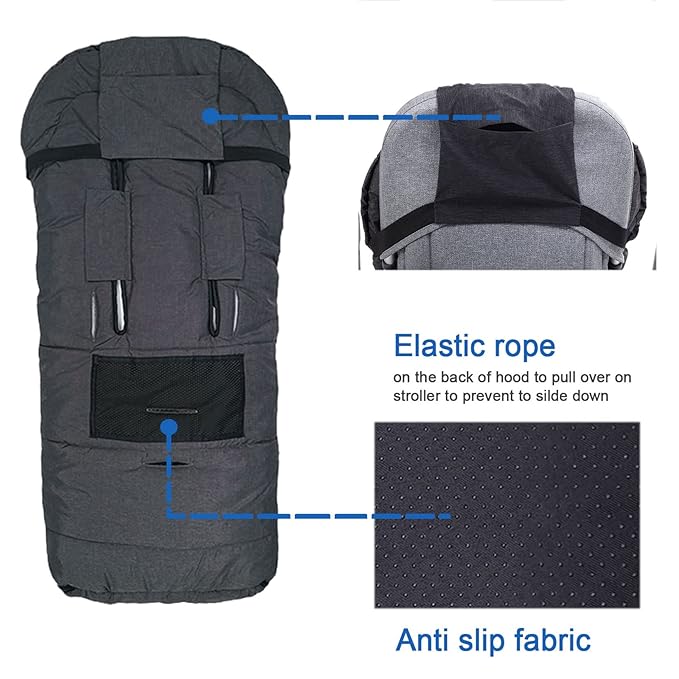 Yobee Toddler Sleeping Bag for Stroller, Winter Outdoor Tour Stroller Padded Footmuff, Comfortable Coral Fleece Stroller Bunting Bag, Universal Fit from 6 to 36 Months