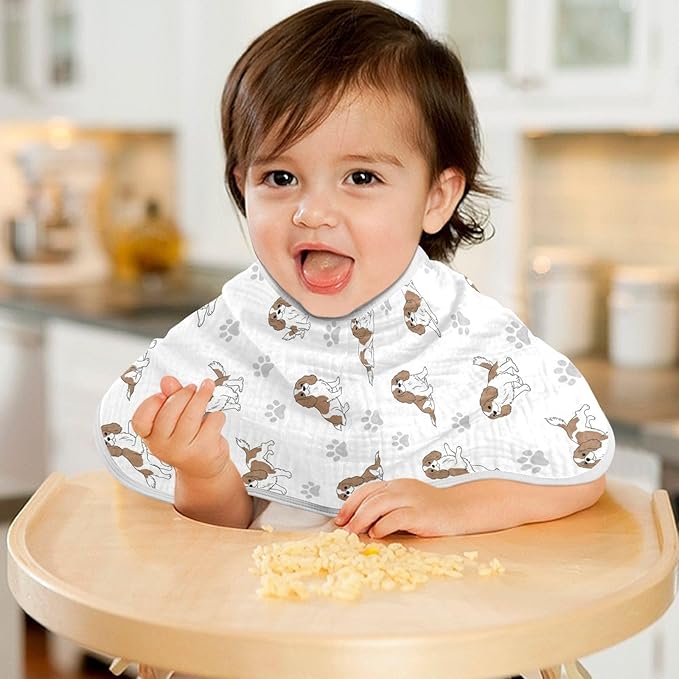 1 Pack Muslin Burp Cloths Cavalier Dogs Paw White Cotton Baby Burp Cloths Ultra Soft Burping Cloth Absorbent Spit Up Rags for Newborn Must Haves 22x11 Inch