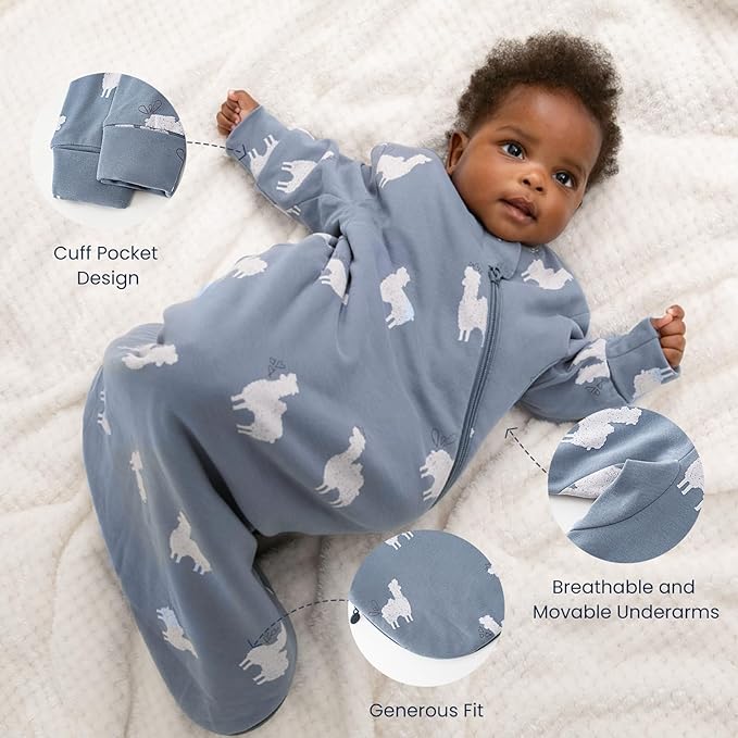 Unisex Sleeping Bag for Babies and Toddlers 1.0 Tog Sleep Sack 0-6 Months, Newborn Sleep Sack, Wearable Blanket Baby, One Piece Long Sleeves, Gifts for Baby