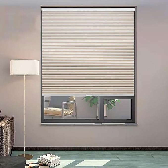 MYshade Cordless Blackout Cellular Shades, 1.5" Honeycomb Window Blinds for Bedroom & Nursery, Thermal Insulated, Noise Reducing, Privacy Shades, Inside or Outside Mount (29" W x 64" H, Beige)