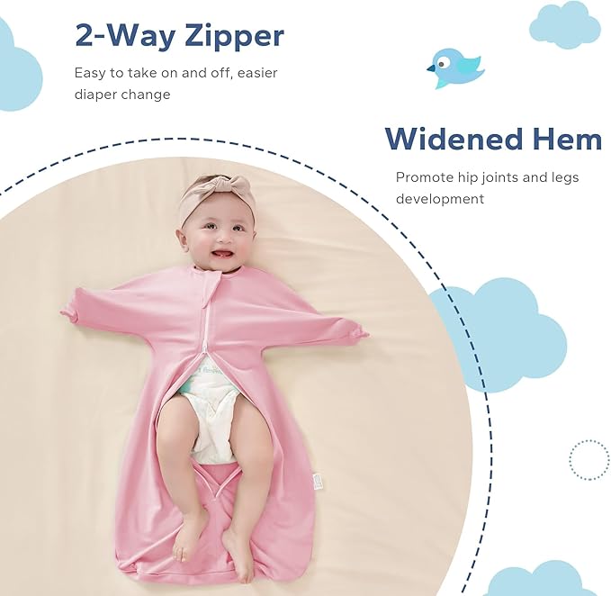 ZIGJOY Baby Transitional Swaddles for Newborns: 0.5 Tog Arms Up Sleep Sack 3-6-12 Months Soft Cotton Shark Fin 2 Way Zipper