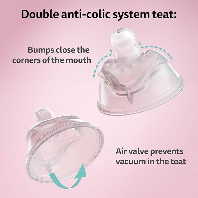 Herobility Anti-Colic Baby Bottles 8.5 fl oz/240ml - Pack of 3 Plastic Baby Bottles, Slow Flow Plastic Bottles, Breast-Shaped Teat for Breastfed Babies, Small Baby Bottles, Purple, Swedish Design