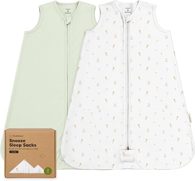 2-Pack Baby Sleep Sacks, Zipper Wearable Blanket - 0.5TOG Organic Cotton, Lightweight,Soft Cozy Infant Sleeping Sack 3-6 months, Easy to Wear Small Newborn Transition Swaddles Sleepsacks (Wildflowers)