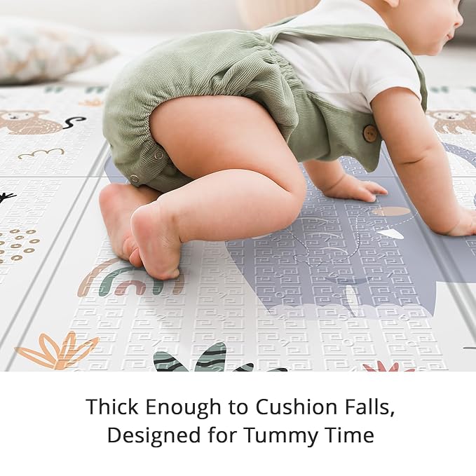 59x59 Foldable Foam Baby Play Mat for Floor, Babies Activity Tummy Time Playmat, Kids Non Toxic Foam Thick Play Mat for Baby, Toddlers, Waterproof & Anti-Slip Crawling Mats,Elephant,59x59x0.4