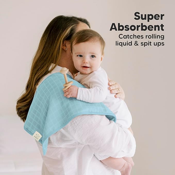 KeaBabies Cotton Muslin Burp Cloths Baby Boy, Girl - 5-Pack Soft & Absorbent Burping Cloth for Babies, Large Baby Towels & Washcloths for Newborn, Spit Up Rags, No Shrink, 20x10 (Nimbus)