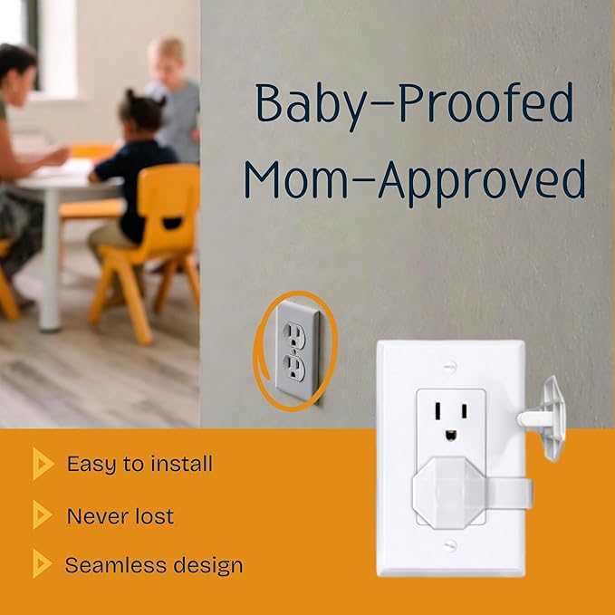 Outlet Covers Baby Proofing (6 Pack Covers 12 Outlets) – Child Safety Electrical Socket Covers – Blue Plug Protectors Easy to Install - Socket Sitter: Always Connected, Never Lost! No Choking Hazard!