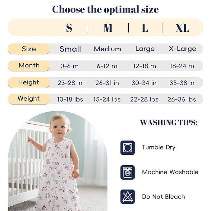 PHF Warm Micro-Fleece Baby Sleep Sack 6-12 Months, Soft Baby Wearable Blanket, 2-Way Zipper Sleeping Bags, 2 Pack Comfy Toddler Sleeping Sack for Girls, Medium Size, Rainbow