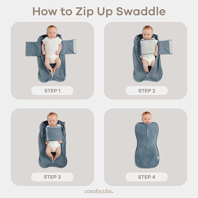 Comfy Cubs Swaddle Blanket Baby Girl Boy Easy Zipper Wrap 2 Pack Newborn Infant Sleep Sack (Large 3-6 Months, Blush, Mauve)