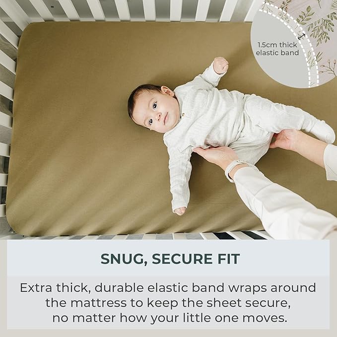 Pobibaby – 2 Pack Crib Sheets for Boys, Premium Fitted Baby Boy Crib Sheets for Standard Crib Mattress – Ultra-Soft Jersey Knit, Safe and Snug, Stylish Design (Gingham Khaki)