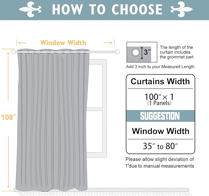 ChrisDowa Room Divider Curtain 108 Inches Long, Wide Blackout Sliding Door Curtain for Bedroom, Room Darkening Privacy Window Curtain for Patio Door (1 Panel Set, Mustard Yellow, 100 x 108 Inch)