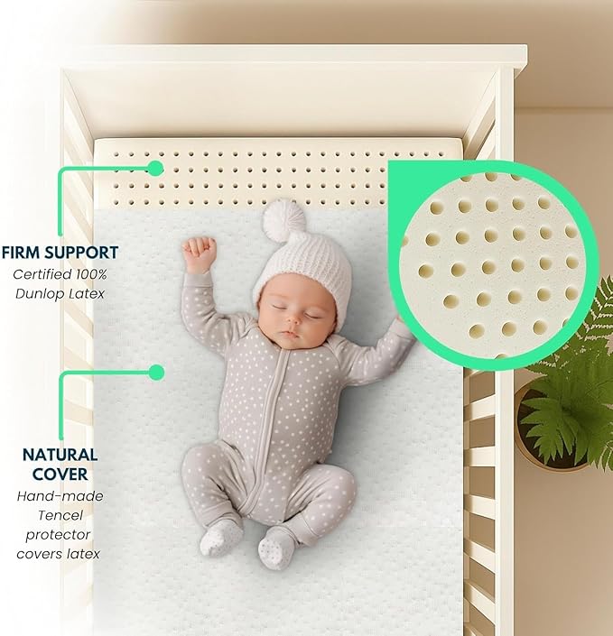ORGANIC TEXTILES Organic Baby Mattress Topper with Tencel Cover - GOLS/GOTS Certified - Breathable, Hypoallergenic, 2" Standard (52"x28")