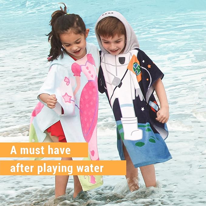 BANGSAUR Kids Hooded Towel Bath Beach Soft Cotton Towels Boys Absorbent Pool Wrap with Hood Baby Toddler Poncho Robe(White Shark,3-4Years/Height:33"-43")