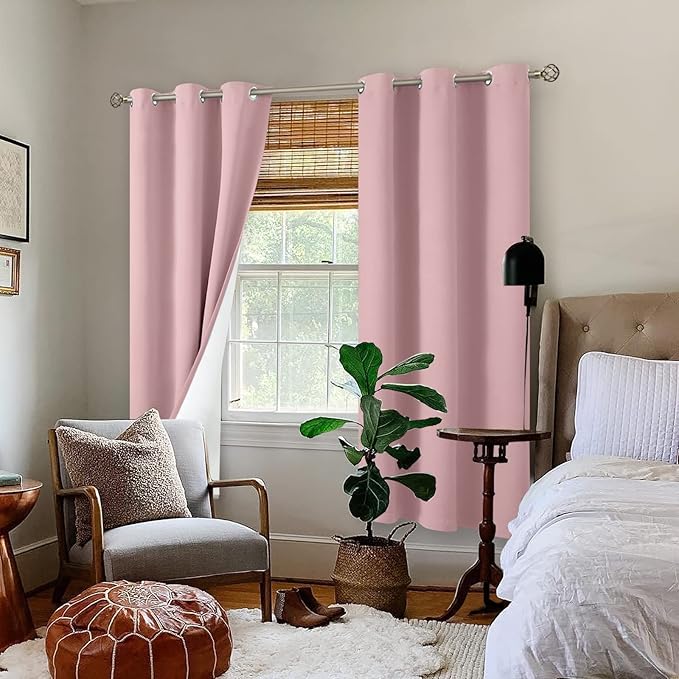 BGment Pink Blackout Curtains for Bedroom 72 Inch Length 2 Panels Set, Thermal Insulated Bedroom Curtains Soundproof Kids Nursery Window Curtain Drapes, Each Grommet Curtains 42 Inch Wide