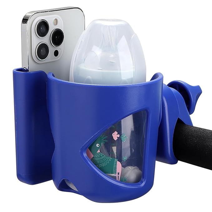Accmor Universal Cup Holder, Stroller Cup Holder with Phone Holder, 360° Rotatable Large Caliber Designed Bottle Holder for Stroller, Bike, Wheelchair, Walker, Scooter