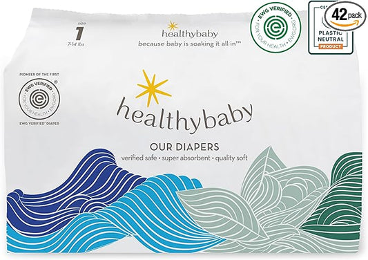 Our Diapers | The First EWG Verified & Microbiome-Friendly Diaper | 12-Hour Leak Protection | Made with Organic Cotton & Plant-Derived Materials | Totally Chlorine Free | Size 1 (7-14 lbs) 42 Count