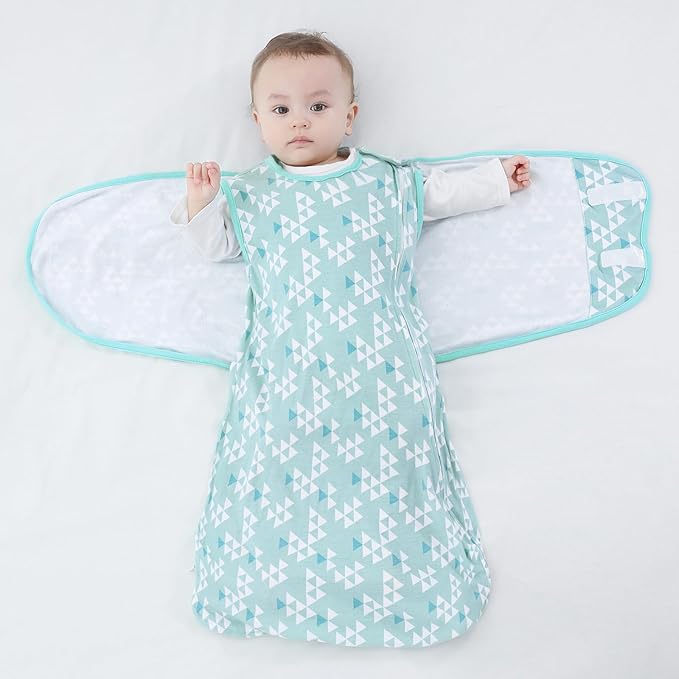 Baby Swaddle,Sleep Sack 6-12 Months,Adjustable WearableTransition Blanket,Miracle Swaddles for Babies Large,100% Cotton-2-Piece