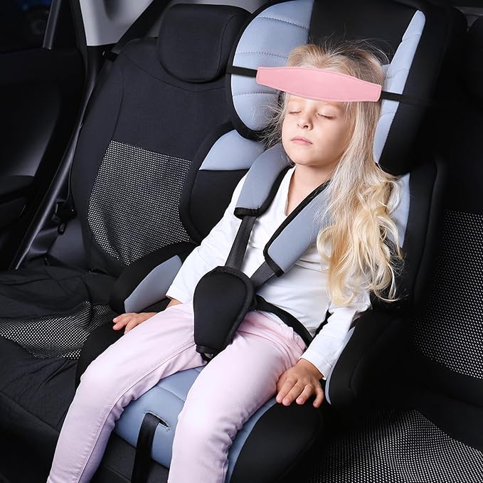 HESTYA 2 Pieces Baby Carseat Head Support Band Strap Headrest Stroller Seat Sleeping Headrest Neck Relief Head Strap Headband for Kids Children Toddler Infant(Sweet)
