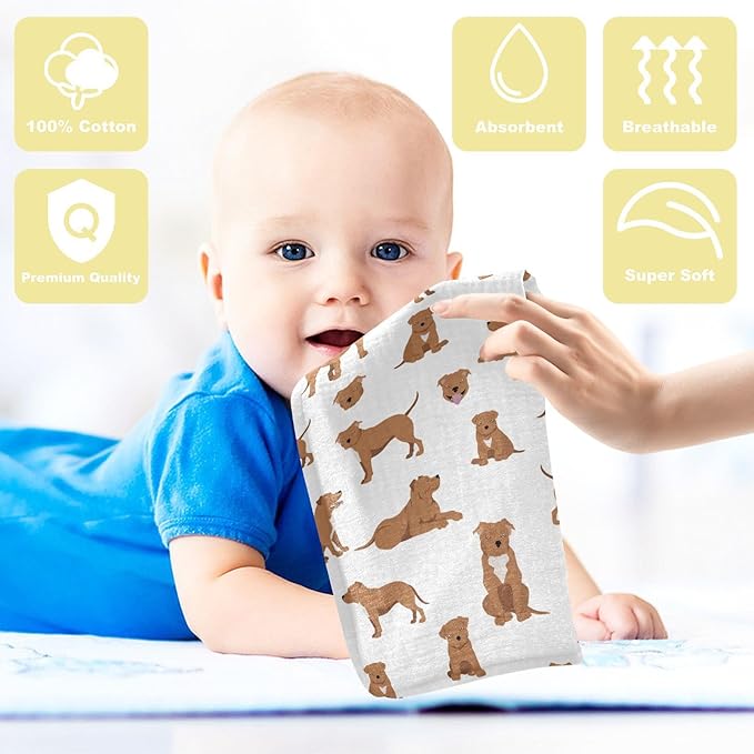 vvfelixl Baby Cotton Washcloths Staffordshire Bull Terrier Infants Bath Towel for Unisex Face Towels for Newborn, Natural Baby Wipes Delicate Skin, 11.8 X 11.8 inch, one sizex5