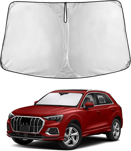 EcoNour Windshield Sunshade for Audi Q3 2019–2025 | Custom Fit Front Window Sun Shade | Blocks Harmful UV Rays & Reduces Heat | Foldable Sun Visor with Storage Pouch