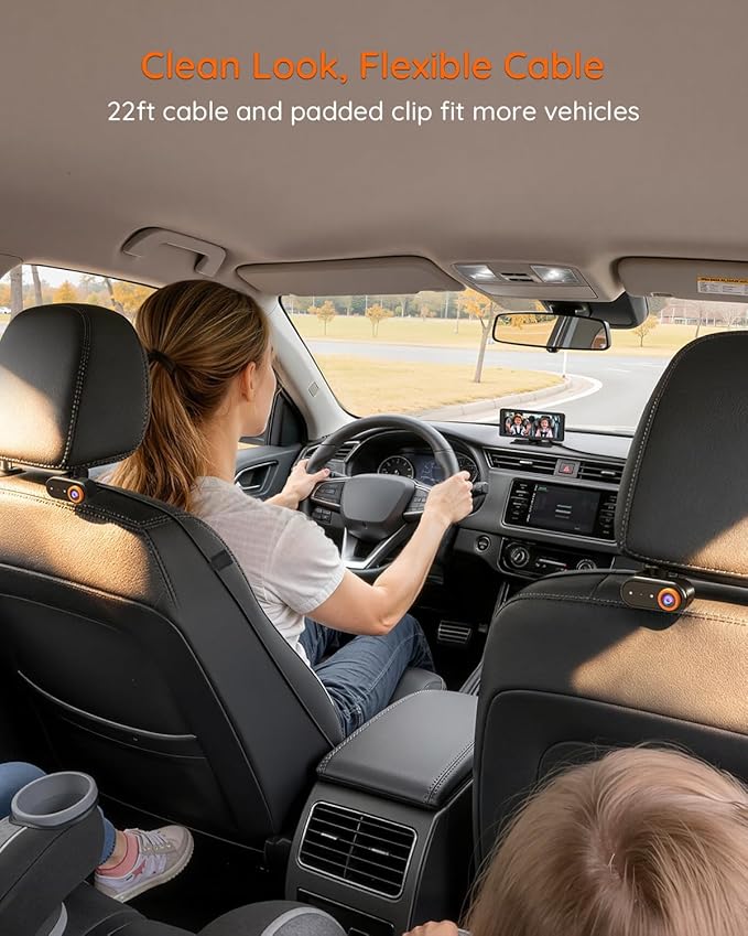 BM5 MAX 1080P HD Dual Baby Car Camera with Recording, 7.2” Split Screen Monitor for 2 Kids, Dual Car Camera Baby Monitor with Auto Night Vision, Easy Installation Carseat Camera for Baby