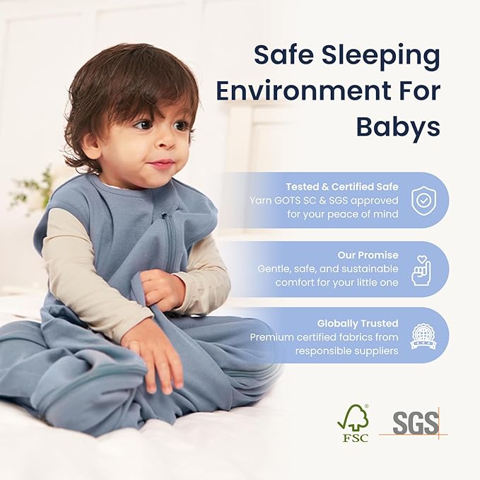 kaiya baby Unisex Sleeping Bag for Babies and Toddlers 0.5 Tog Sleep Sack 18-36 Months, Newborn Sleep Sack, Wearable Blanket Baby, One Piece Sleeveless, Gifts for Baby
