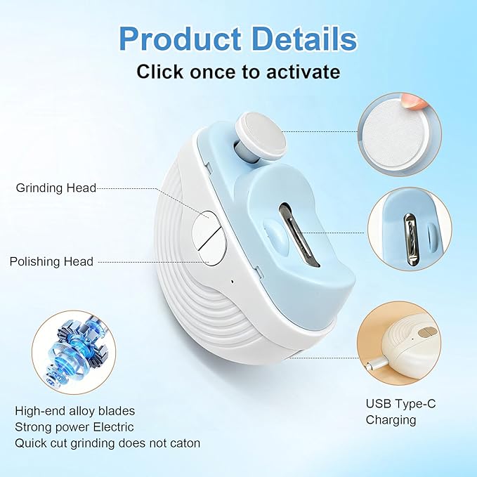 Electric Nail Clippers for Seniors,Smart Nail Clippers 2026 New 3 in 1 Electric Toenail Clipper with Polishing and LED Light,Smart Toenail Clipper 3 Adjustable Speeds for Adults,Baby (Black)