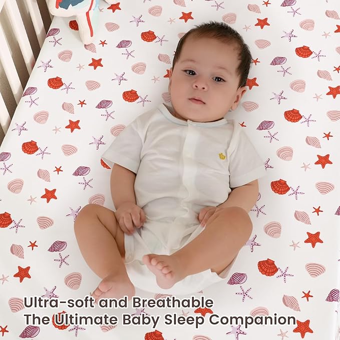 david's kids 3 Pack Fitted Crib Sheets, Ultra Soft Breathable Comfortable Baby Sheet Set for Boys Girls Neutral, 28x52 Inch Fits Standard Crib and Toddler Mattresses, Beach