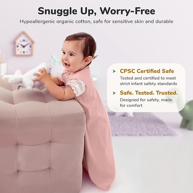 Mama Cheetah Baby Sleep Sack 0.5 TOG, Organic Cotton Baby Wearable Blanket with Two-Way Zipper, Swaddle Transition Baby Sleeping Bag for Newborn Infant Toddler Boy Girl, 18-24 Month