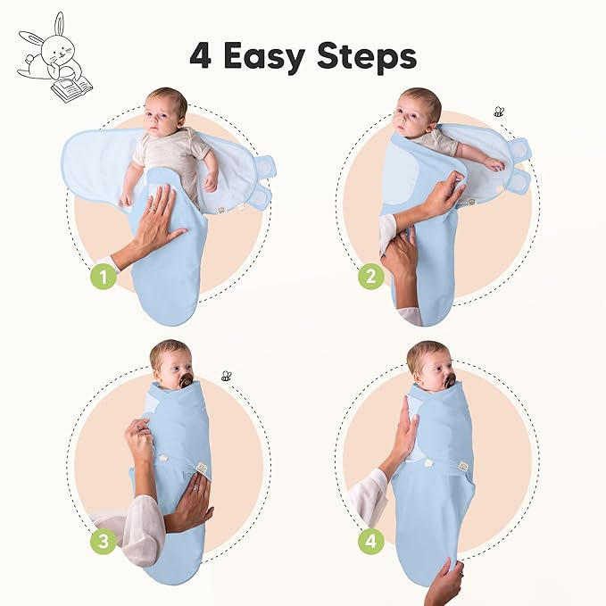 3-Pack Organic Baby Swaddle Sleep Sacks - Swaddles for Newborns, Infant 0-3 Months, Baby Girls, Boys, Soft & Snug Newborn Sleep Sack, Nursery Swaddling Blankets (ABC Land Cloud)