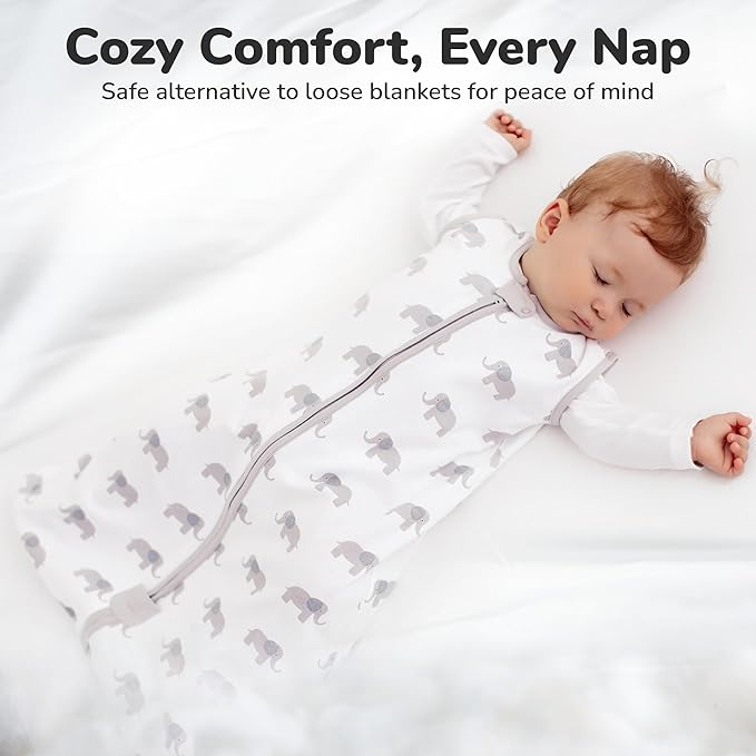 Baby Sleep Sack 1.0 TOG, Organic Cotton Baby Wearable Blanket with Two-Way Zipper, Swaddle Transition Baby Sleeping Bag, All-Season Sleep Sack for Newborn Infant Toddler Boy Girl, 0-6 Months, 1-Pack