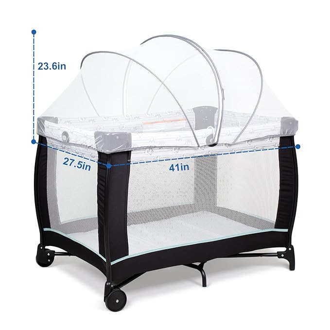 Beberoad Love Portable Playard Cover – Breathable Mosquito Net with 2-Way Zipper for Travel Cribs & Playpens (White)