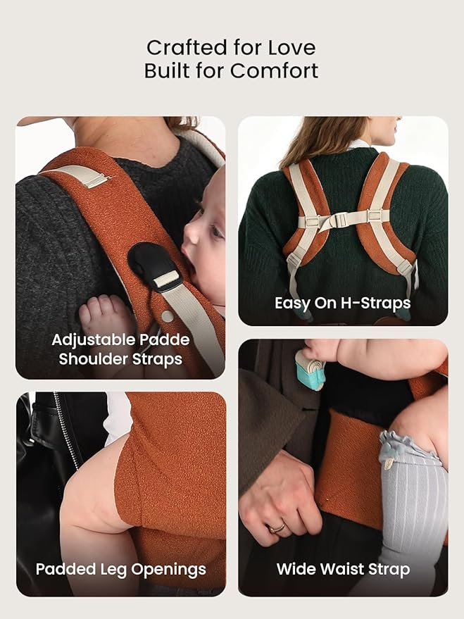 GROWNSY Baby Carrier, One-Click Release Clasp for Easy to Wear, Cozy Wraps Carrier Newborn to Toddler with Head Support(7-44lbs), Ergonomic & Lightweight for Infant to Toddler, Sepia