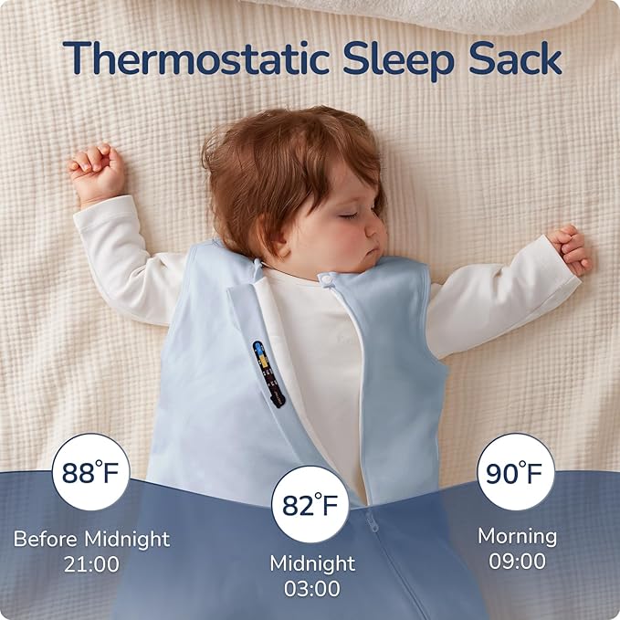 usbettas 1.0 Tog 2.5 Tog Baby Sleep Sack, 100% Cotton Baby Sleeping Bag 3-24M, 2-Way Zipper Baby Wearable Blanket